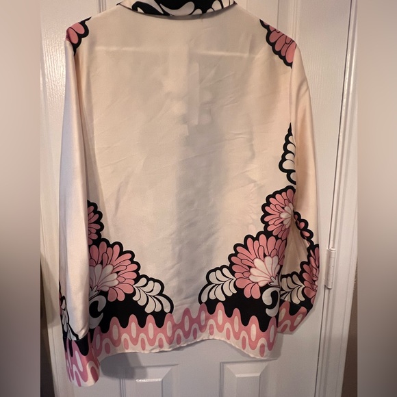 NWT Zara size small cream, black and pink button down - Picture 5 of 7